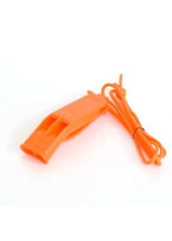 Сигнальный свисток на шнурке оранжевый.