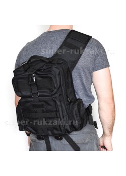 Однолямочный тактический рюкзак BL-126 черный (на правое плечо)